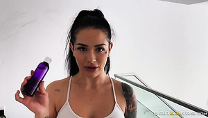 Emotional Tanned Busty Babe With Some Tattoos Love Brutal Doggy Sex