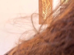 Busty Curly Brunette With Big Boobs Fucks On Couch