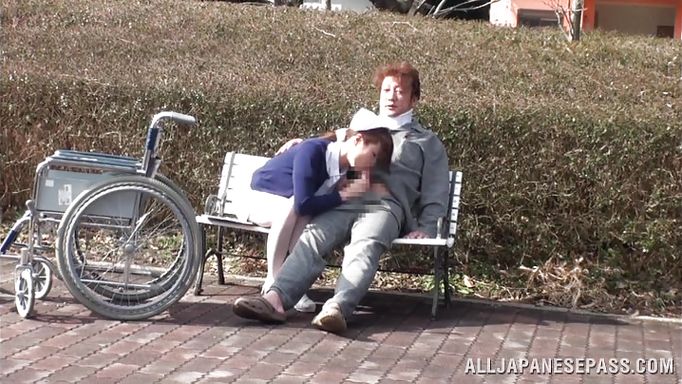 Japanese Nurse Fucks This Old Geezer In The Park