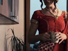 RED SAREE INDIAN HOUSEWIFE EAT DESI PUSSY
