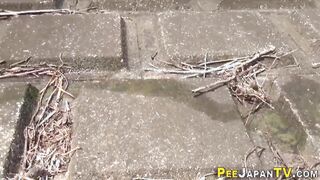 Japanese Students Squatting To Pee