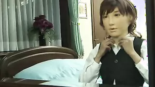 Cutest Japanese Chick In Rubber Mask Stimulates Her Snatch