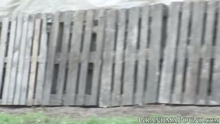 GRANDMA POUND Kinky Granny Sucking Shlong Outdoor And Gets Sprayed With Cum