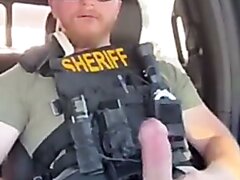 Sheriff Jerking Big Cock & Cumming Inside Patrol Car Video 2