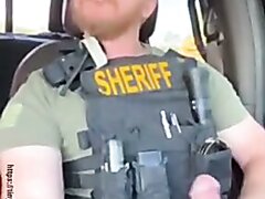 Sheriff Jerking Big Cock & Cumming Inside Patrol Car Video 2