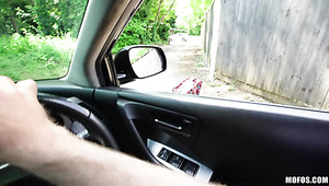 Adventurous Girl With Rounded Booty Alessandra Jane Gives BJ In The Car