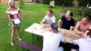 German Slut With Fake Tits Got Gang Banged And Filed With Sperm On Oktoberfest