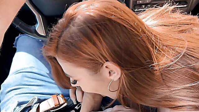 Busty Redhead Fucked In Public And Left To Swallow