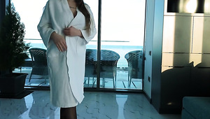 Amazing Russian Brunette In Hot Lingerie Riding My Big Cock With Her Huge Ass