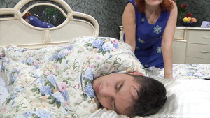 Redhead Stepmom Blows Limp Dick Of Her Sleeping Son